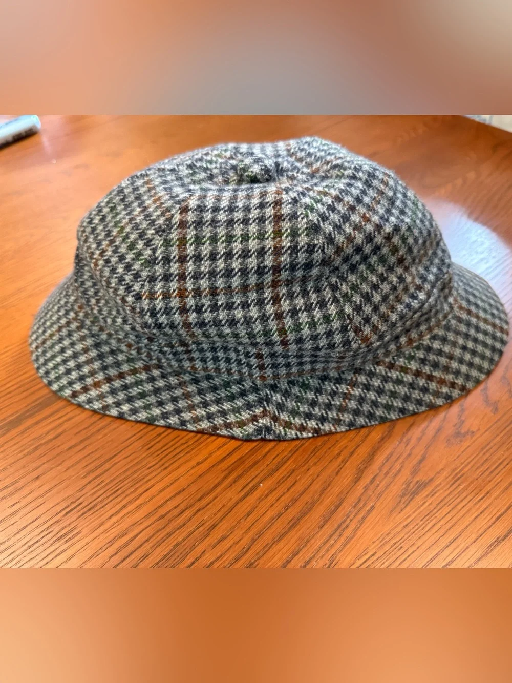 Vintage Highland Arts Scotland Wool Tweed Bucket Hat Gray Plaid Made in Scotland